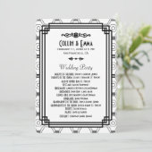 Wit & Zwart Art Deco Trouwprogramma's Programmakaart (Staand voorkant)