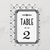 Wit & Zwart Art Deco Trouwtafel Nummers Kaart (Voorkant / Achterkant)