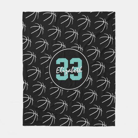 wit zwart basketbalpatroon fleece deken (Voorkant)