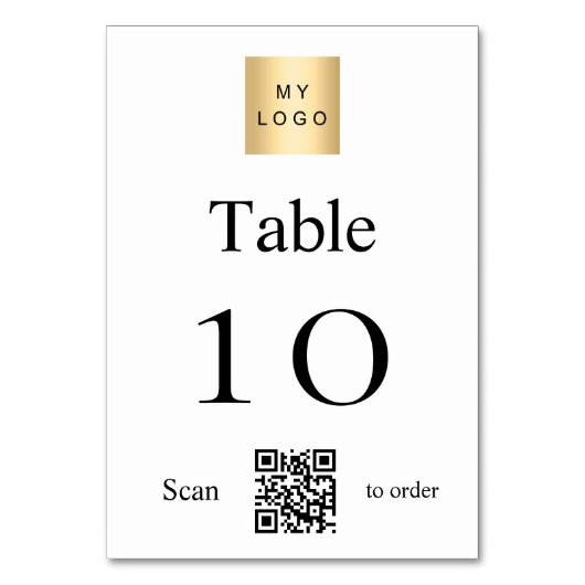 Wit zwart bedrijf logo QR code tabel nummer Kaart (Achterkant)