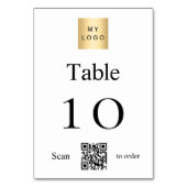 Wit zwart bedrijf logo QR code tabel nummer Kaart (Voorkant)