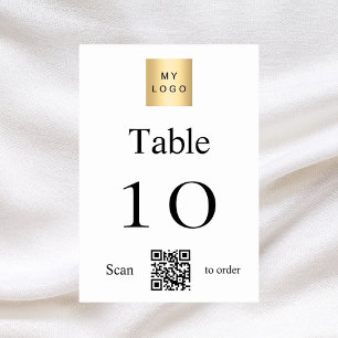 Wit zwart bedrijf logo QR code tabel nummer Kaart