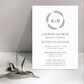 Wit Zwart Blad Krans Monogram Koppels Douche Kaart