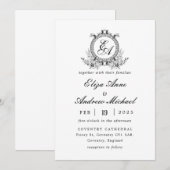 Wit Zwart Bladkam Monogram Kaart (Voorkant / Achterkant)