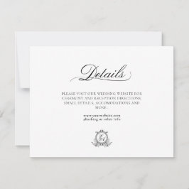 Wit Zwart Bladkam Monogram Notitiekaartje