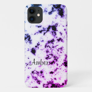 Wit Zwart Blauw Paars Roze Marmer Verfspatten Case-Mate iPhone Case