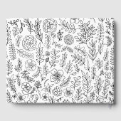 Wit Zwart Bloemen Patroon Bruiloft Gastenboek (Achterkant)