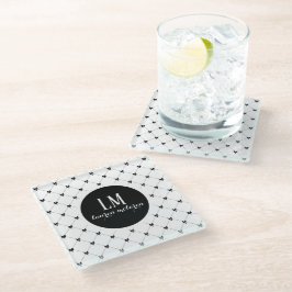 Wit & Zwart Boog Monogram Glazen Onderzetter
