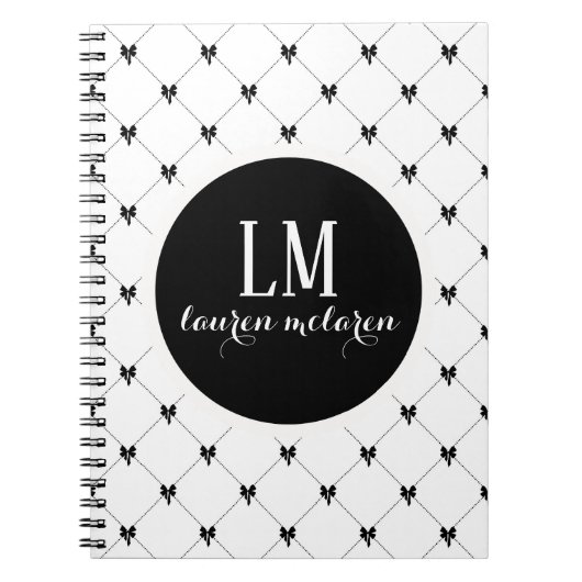 Wit & Zwart Boog Monogram Notitieboek (Voorkant)
