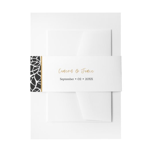 Wit Zwart Botanische Rand Namen Datum Uitnodigingen Wikkel (Voorkant Voorbeeld)