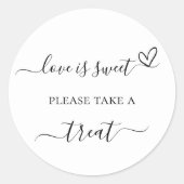 Wit zwart bruiloft gunst traktatie ronde sticker (Voorkant)