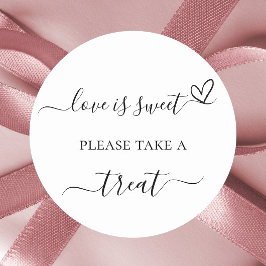 Wit zwart bruiloft gunst traktatie ronde sticker