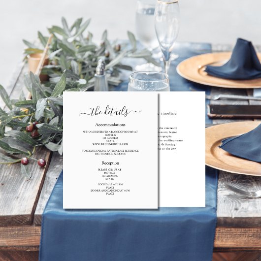 Wit zwart bruiloft programma details minimalistisc