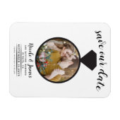 Wit & Zwart Bruiloft Ring Foto Opslaan van de Datu Magneet (Horizontaal)