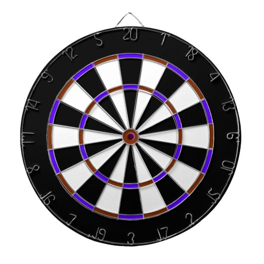 Wit, Zwart, Bruin en Blauw Metaalkooi Dartboard Dartbord (Voorkant)