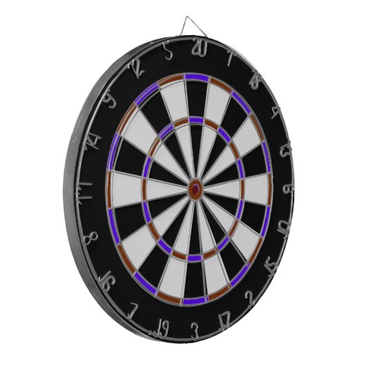 Wit, Zwart, Bruin en Blauw Metaalkooi Dartboard Dartbord (Voorkant Links)