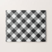 Wit Zwart Buffalo Check Plaid Patroon Legpuzzel (Horizontaal)