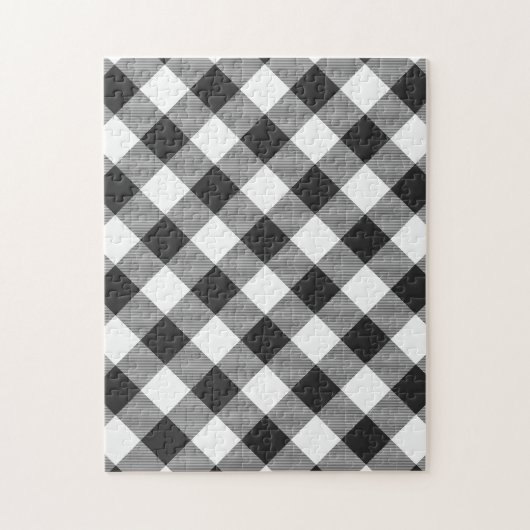 Wit Zwart Buffalo Check Plaid Patroon Legpuzzel (Verticaal)