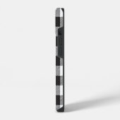 Wit Zwart Buffalo Plaid Monogram Gepersonaliseerd iPhone Hoesje (Linkerkant)