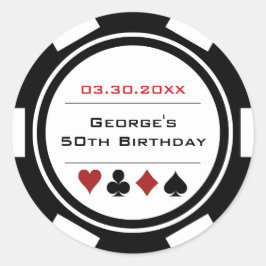 Wit Zwart Casino Poker Chip Verjaardag Ronde Sticker