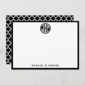 Wit Zwart Cirkel Monogram Font Marokkaans DIY BG Bedankkaart (Voorkant / Achterkant)