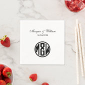 Wit Zwart Cirkel Monogram Lettertype DIY BG Servet (Insitu)