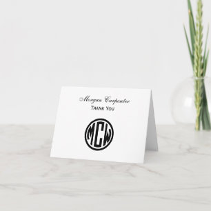 Wit Zwart Cirkel Monogram Lettertype Doe-het-zelf Bedankkaart