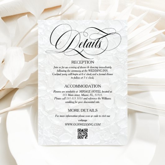 Wit & Zwart Classic Wedding Details Informatiekaartje