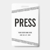 Wit Zwart Concert All Access Pas Pers Badge (Achterkant)
