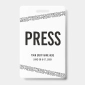 Wit Zwart Concert All Access Pas Pers Badge (Voorzijde)