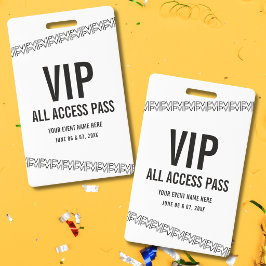 Wit Zwart Concertkaart VIP All Access Pas Badge