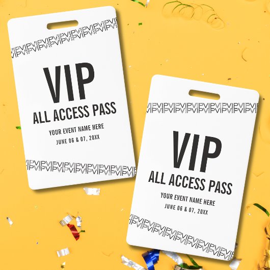 Wit Zwart Concertkaart VIP All Access Pas Badge