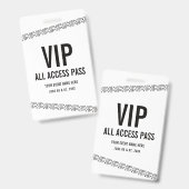 Wit Zwart Concertkaart VIP All Access Pas Badge (Voor- en achterkant)