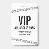 Wit Zwart Concertkaart VIP All Access Pas Badge (Voorzijde)