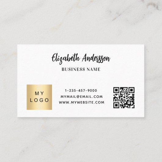 Wit zwart corporate logo qr code klantenkaartje (Achterkant)