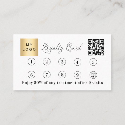 Wit zwart corporate logo qr code klantenkaartje (Voorkant)