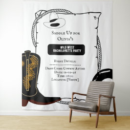 Wit & Zwart Cowgirl Pet laarzen Bachelorette Party Wandkleed