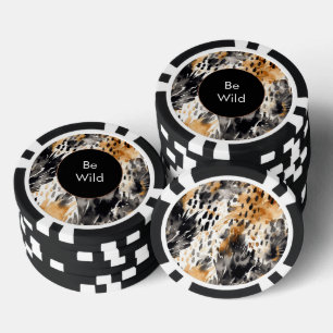 Wit Zwart Crème Luipaard Dier   Poker Chips