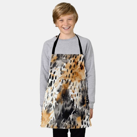 Wit Zwart Crème Luipaard Dier   Schort (Gedragen)