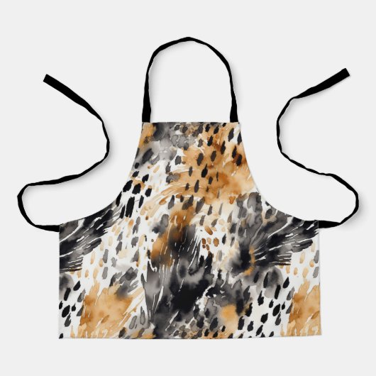 Wit Zwart Crème Luipaard Dier   Schort (Voorkant)