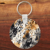 Wit Zwart Crème Luipaard Dier   Sleutelhanger (Achterkant)