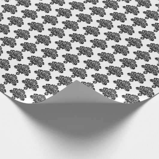 Wit | Zwart Damast inpakpapier (Hoek)