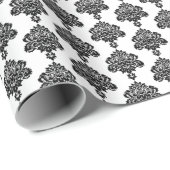 Wit | Zwart Damast inpakpapier (Rol Hoek)