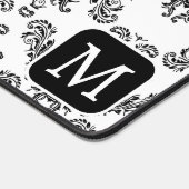 Wit Zwart  damast patroon Custom Monogram Bureaumat (Hoek)