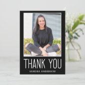 Wit & Zwart Dank u 2 Foto Afstuderen Kaart (Staand voorkant)