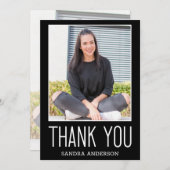 Wit & Zwart Dank u 2 Foto Afstuderen Kaart (Voorkant / Achterkant)