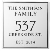 Wit Zwart Datum Vastgestelde Adres Huis Plaque Tegeltje (Voorkant)