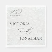 Wit & Zwart Eenvoudig Elegant Huwelijk Servet (Voorkant)