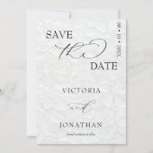 Wit & Zwart Eenvoudig Elegant Save The Date (Voorkant)