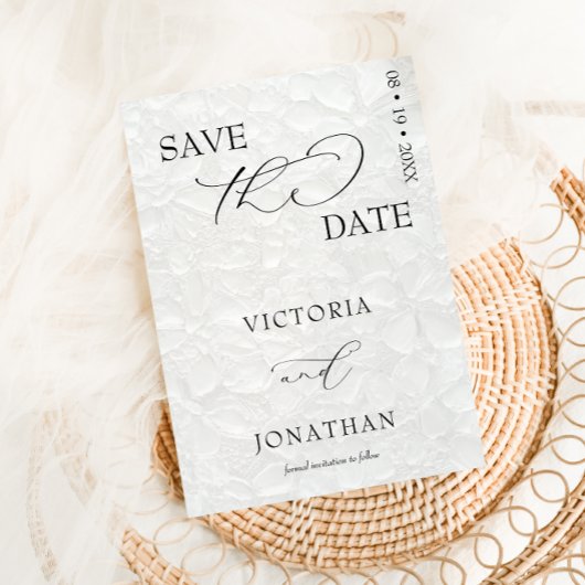 Wit & Zwart Eenvoudig Elegant Save The Date